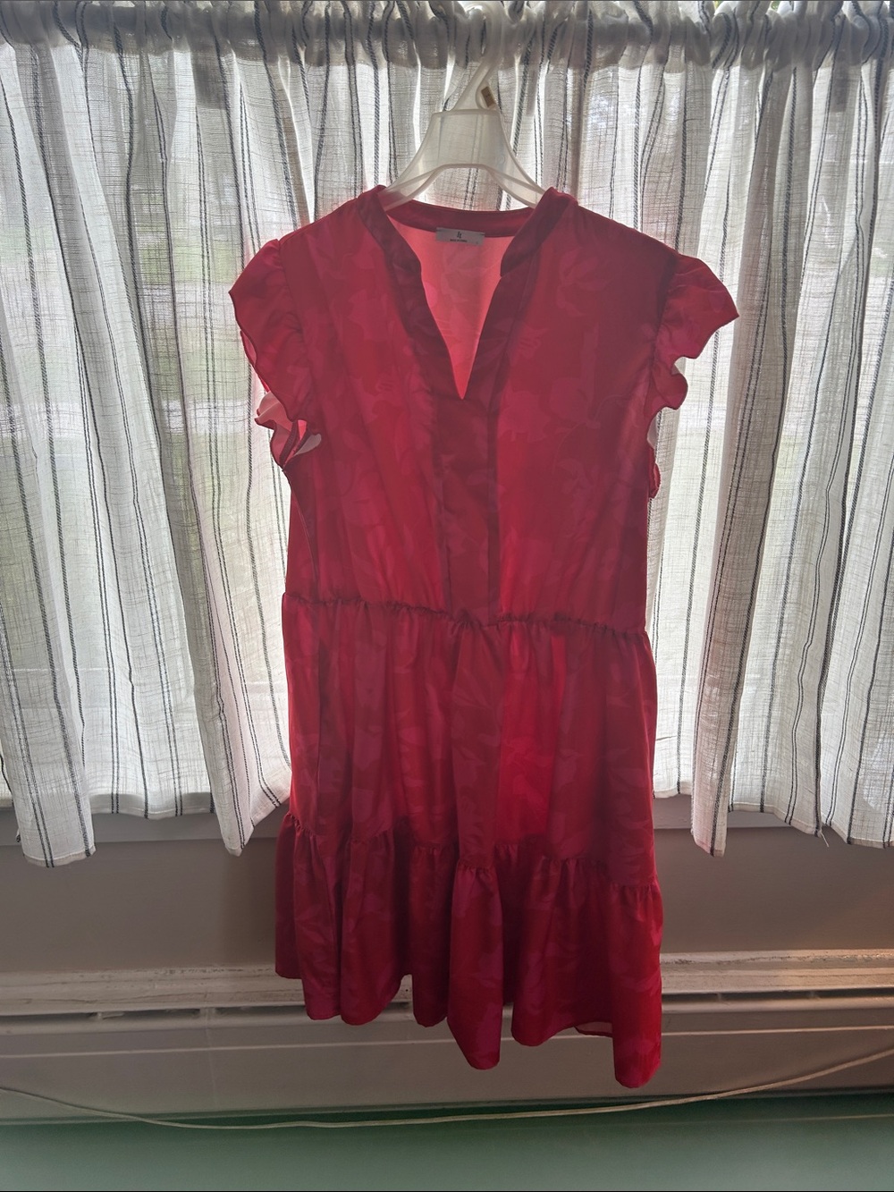 Red Ruffle Sleeve Tiered Dress - Unbranded